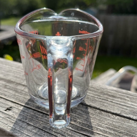 Vintage Anchor Hocking 1 Cup Tempered Glass Measuring Cup Red Lettering - Picture 3 of 6